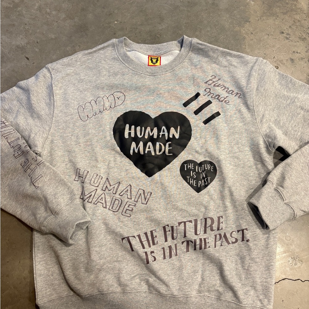 Human Made Gray Crewneck Sweater with Graphic Design